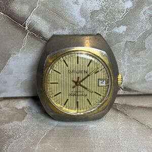 Vintage Gruen Swiss Selfwinding Men’s Watch 17 Jewels Two Tone No Band Works